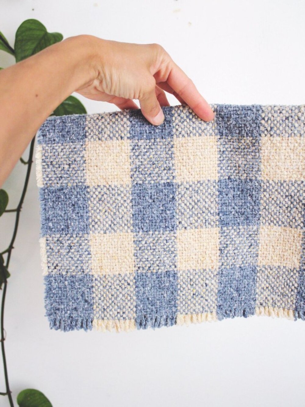 Vintage Blue Cream Woven Checkerboard Gingham Placemats Set Of 4 Cottagecore - Picture 3 of 5